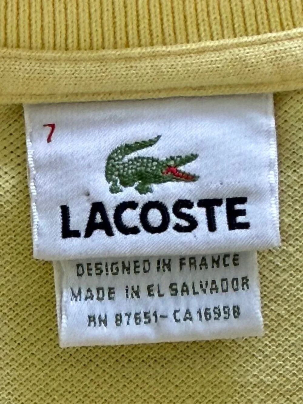 Lacoste Yellow Short Sleeve Polo Size 7‎ XL